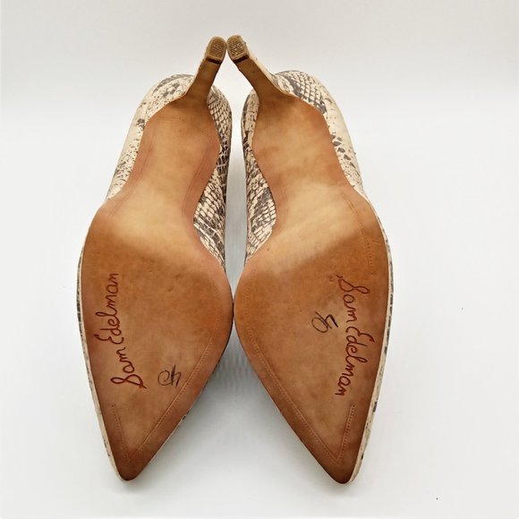 SAM EDELMAN "Celia" Snakeskin Leather Pumps - Picture 4 of 6